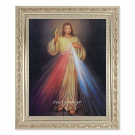 Divine Mercy Antique Silver Framed Art