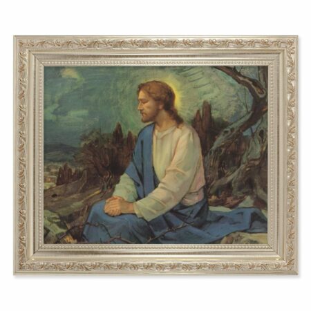 Meditation in the Garden Antique Silver Framed Art