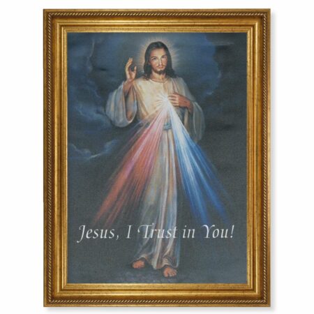 Divine Mercy Gold Wood Framed Canvas Art