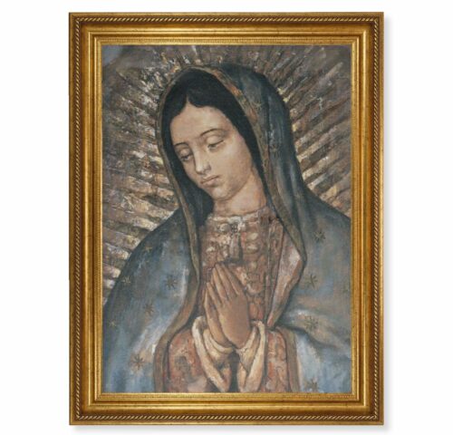 Our Lady of Guadalupe Gold Wood Framed Canvas Art