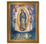 Our Lady of Guadalupe with Angels Antique Gold-Leaf Framed Art