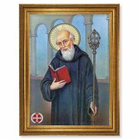 St. Benedict Antique Gold-Leaf Framed Art