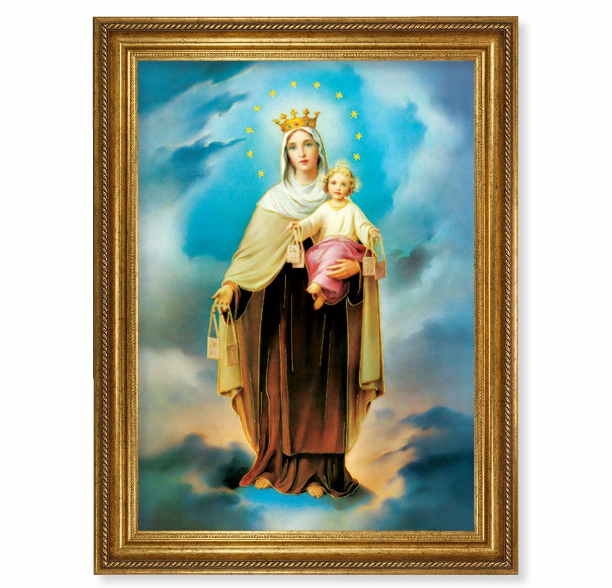 Our Lady Of Mount Carmel Antique Gold-Leaf Framed Art - Buy Religious ...