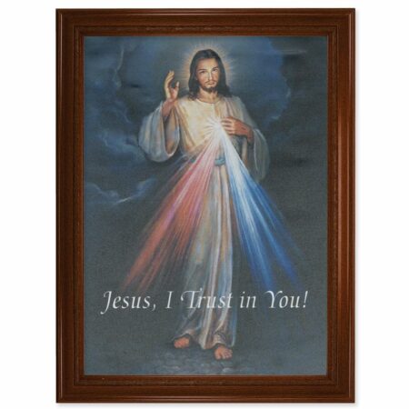 Divine Mercy Walnut Finish Framed Canvas Art