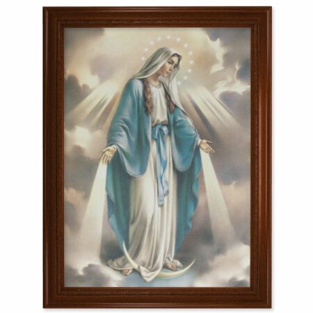 Our Lady of Grace Walnut Finish Framed Canvas Art