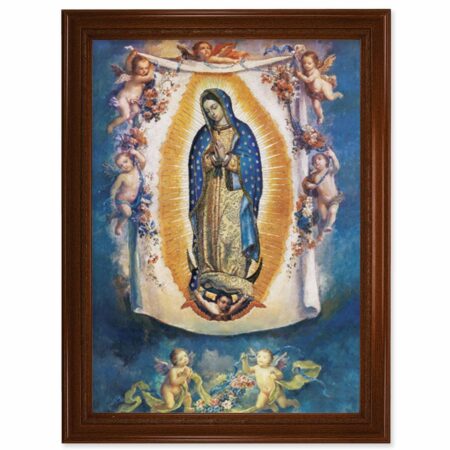 Our Lady of Guadalupe with Angels Walnut Finish Framed Art