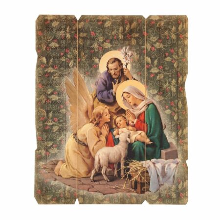 Holy Family with Angel Wood Wall Plaque