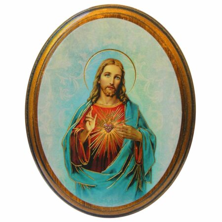 Sacred Heart of Jesus Antiqued Wood Plaque