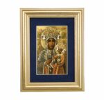 Our Lady of Czestochowa Gold Framed Art with Blue Velvet Matting