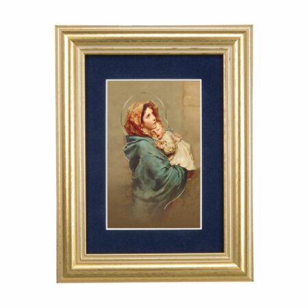 Madonna of the Street Gold Framed Art with Blue Velvet Matting