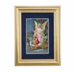 Guardian Angel Gold Framed Art with Blue Velvet Matting