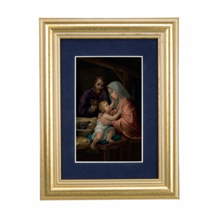 Holy Family Gold Framed Art with Blue Velvet Matting