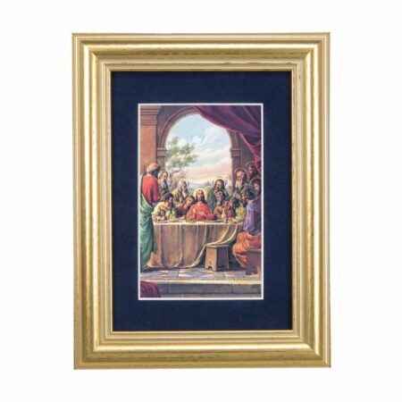 Last Supper Gold Framed Art with Blue Velvet Matting