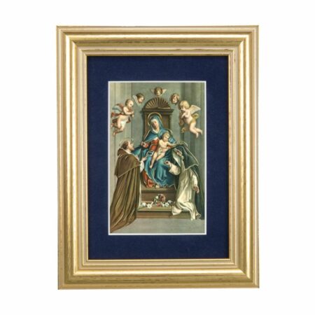 Madonna Framed Art with Blue Velvet Matting