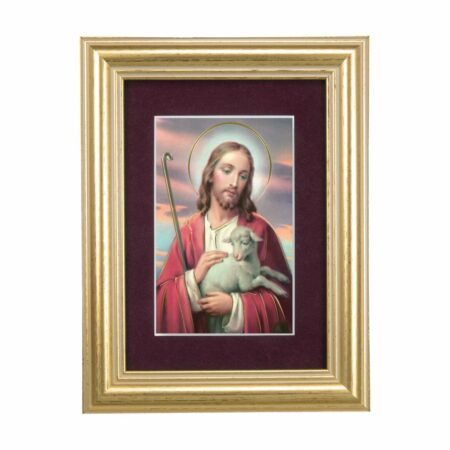 Good Shepherd Framed Art with Maroon Velvet Matting