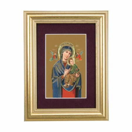 Our Lady of Perpetual Help Framed Art with Maroon Velvet Matting