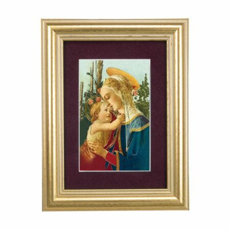 Madonna and Child Framed Art with Maroon Velvet Matting