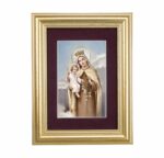 Our Lady of Mount Carmel Framed Art with Maroon Velvet Matting