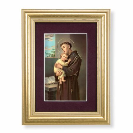 St. Anthony Framed Art with Maroon Velvet Matting