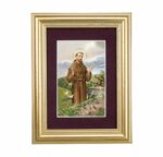 St. Francis Framed Art with Maroon Velvet Matting