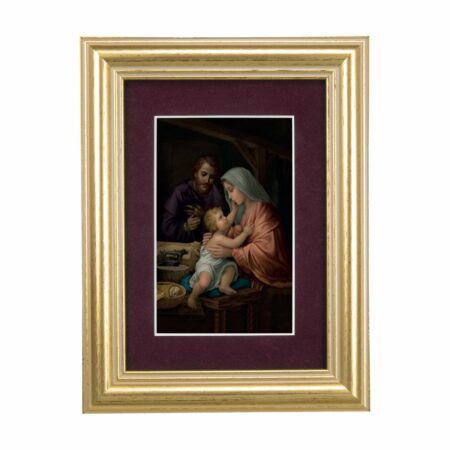 Holy Family Framed Art with Maroon Velvet Matting