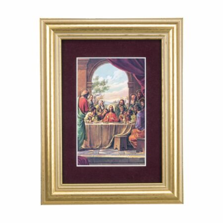 Last Supper Framed Art with Maroon Velvet Matting