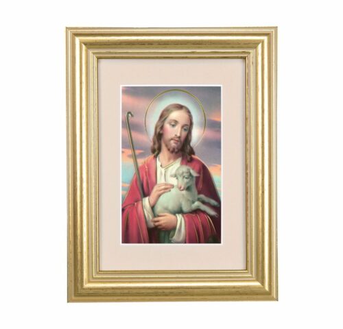 Good Shepherd Framed Art with Maroon Velvet Matting