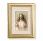 Sacred Heart of Jesus Framed Art with Maroon Velvet Matting