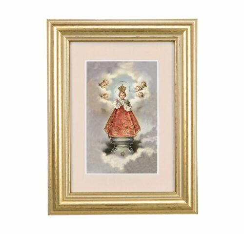 Infant of Prague Framed Art with Maroon Velvet Matting