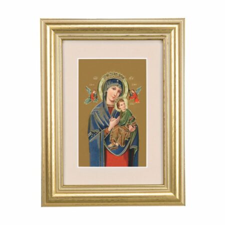 Our Lady of Perpetual Help Framed Art with Maroon Velvet Matting