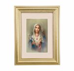Immaculate Heart of Mary Framed Art with Maroon Velvet Matting