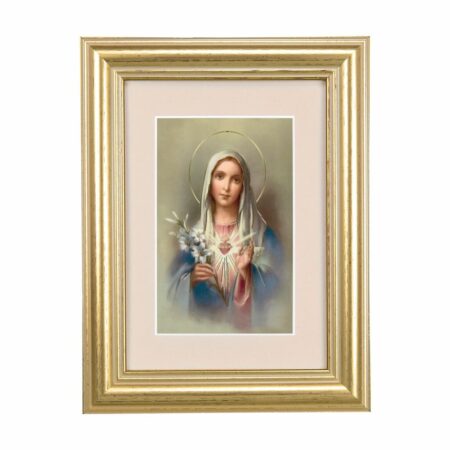 Immaculate Heart of Mary Framed Art with Maroon Velvet Matting