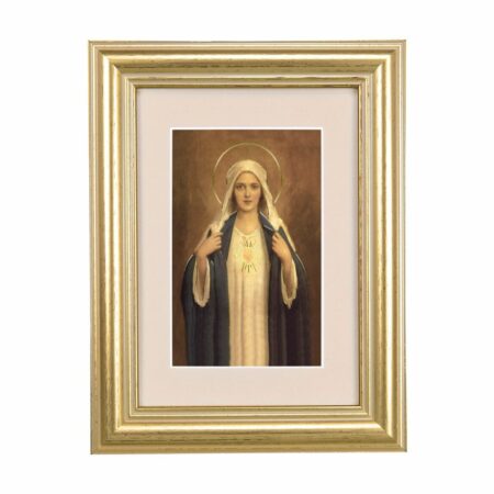 Immaculate Heart of Mary Framed Art with Maroon Velvet Matting