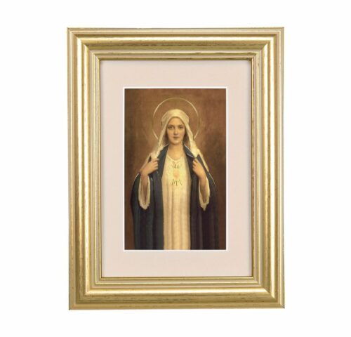 Immaculate Heart of Mary Framed Art with Maroon Velvet Matting