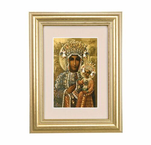 Our Lady of Czestochowa Framed Art with Maroon Velvet Matting
