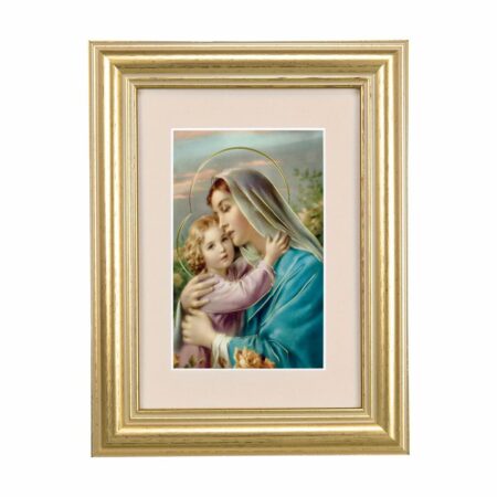 Madonna and Child Framed Art with Maroon Velvet Matting
