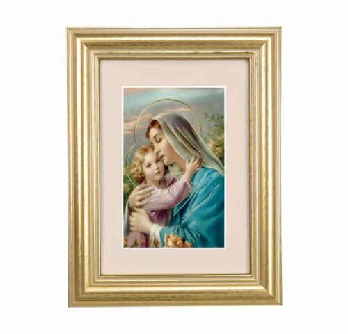 Madonna and Child Framed Art with Maroon Velvet Matting