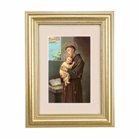 St. Anthony Framed Art with Maroon Velvet Matting