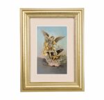 St. Michael Framed Art with Maroon Velvet Matting