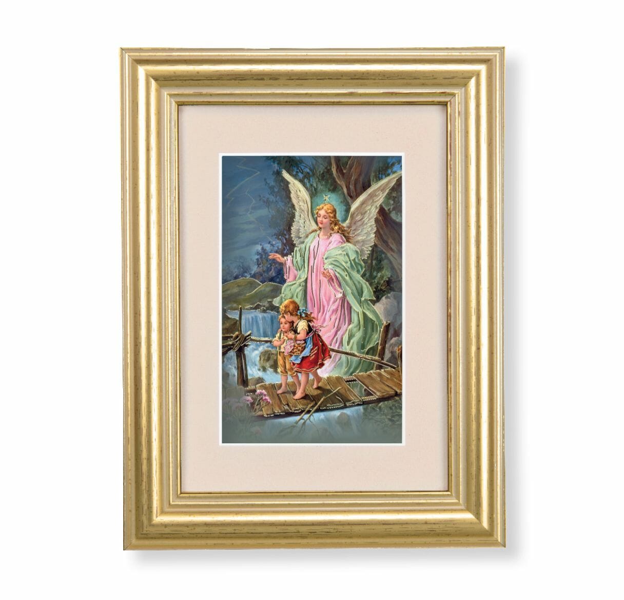 Guardian Angel Framed Art With Maroon Velvet Matting Buy Religious