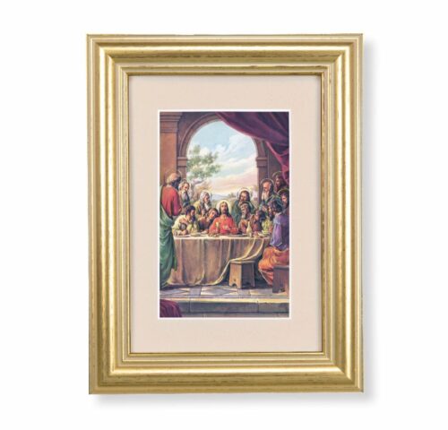 Last Supper Framed Art with Maroon Velvet Matting