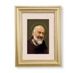 St. Pio Framed Art with Maroon Velvet Matting