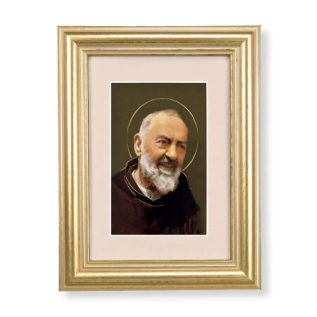 St. Pio Framed Art with Maroon Velvet Matting