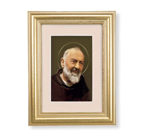 St. Pio Framed Art with Maroon Velvet Matting