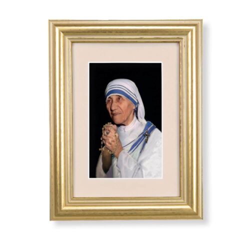 St. Therese Framed Art with Maroon Velvet Matting