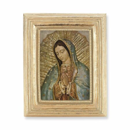 Our Lady of Guadalupe Italian Gold-Stamped Gold-Leaf Frame Print – 2.5" x 3.5" – Protective Glass