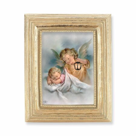 Guardian Angel with Lantern Gold Framed Print