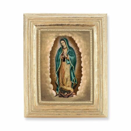 Our Lady of Guadalupe Italian Gold-Stamped Devotional Gold-Leaf Framed Print – 2.5" x 3.5"