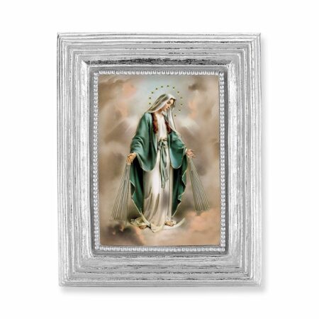 Our Lady of Grace Italian Gold-Stamped Silver-Leaf Framed Print – 2.5" x 3.5" – Easel Back