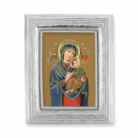 Our Lady of Perpetual Help Italian Gold-Stamped Print – Silver-Leaf Frame – 2.5" x 3.5" – Easel Back